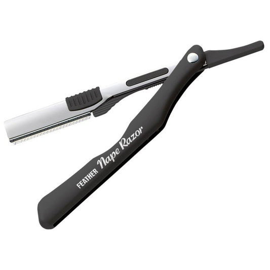 Feather Nape Folding Razor, Black