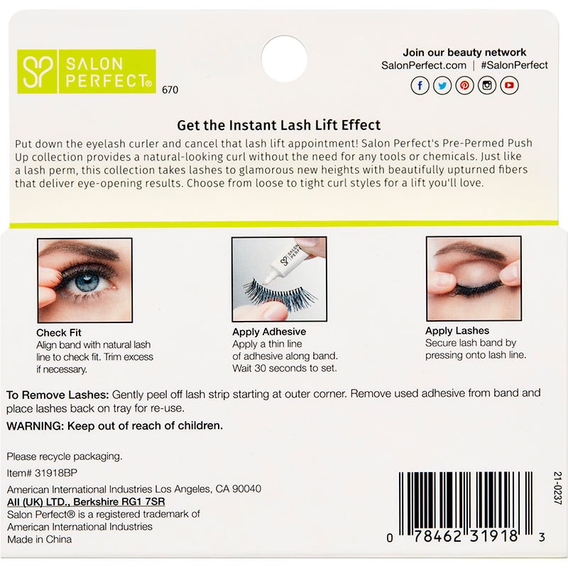 Salon Perfect Pre-Permed Push Up Lashes, 2 Pairs