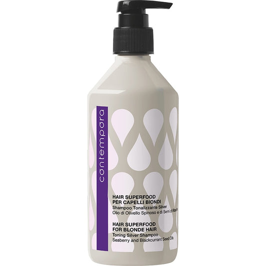 Contempora Hair Superfood for Blonde Hair Toning Silver Shampoo, 500ml