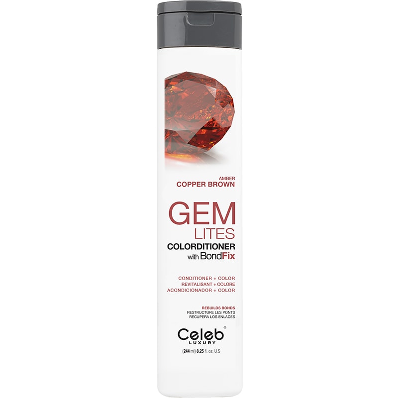 Celeb Luxury Gem Lites Colorditioner with BondFix, Amber Copper Brown, 244ml