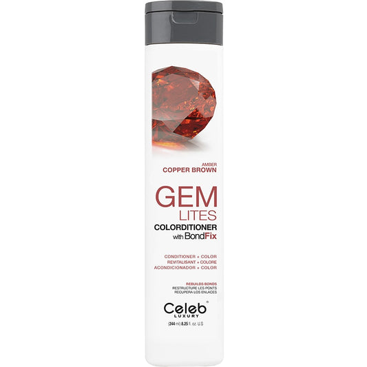 Celeb Luxury Gem Lites Colorditioner with BondFix, Amber Copper Brown, 244ml