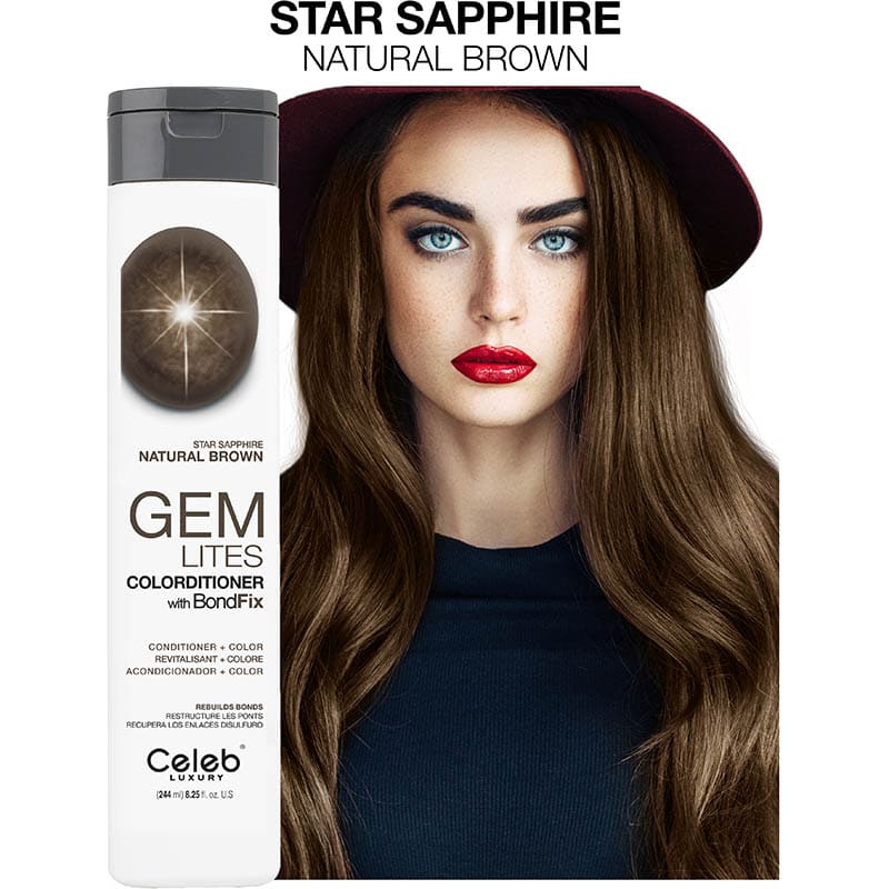 Celeb Luxury Gem Lites Colorditioner with BondFix, Star Sapphire Natural Brown, 244ml