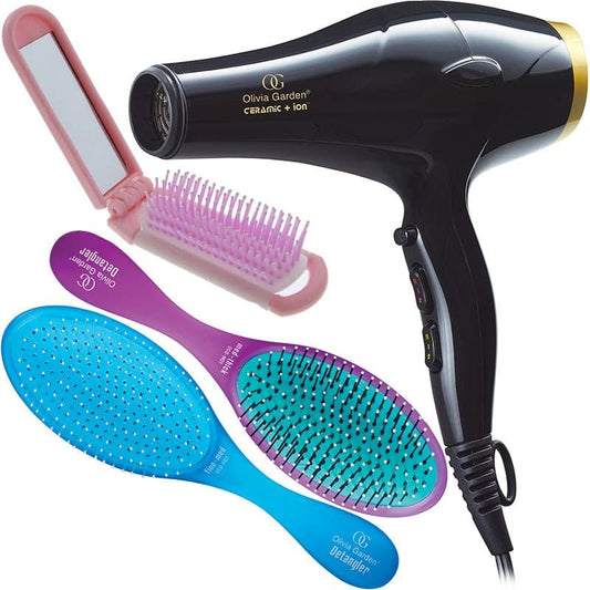 Olivia Garden Ceramic & Ion Professional Hair Dryer 2000W & Brushes Set