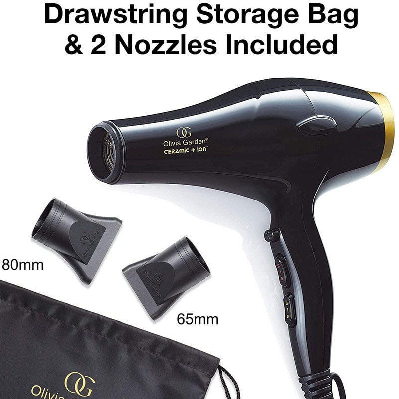 Olivia Garden Ceramic & Ion Professional Hair Dryer 2000W & Brushes Set