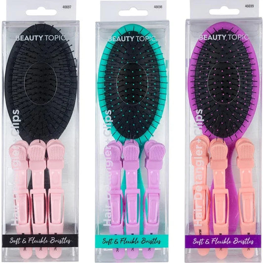 Beauty Topic Hair Detangler Brush & 3 Clips Set