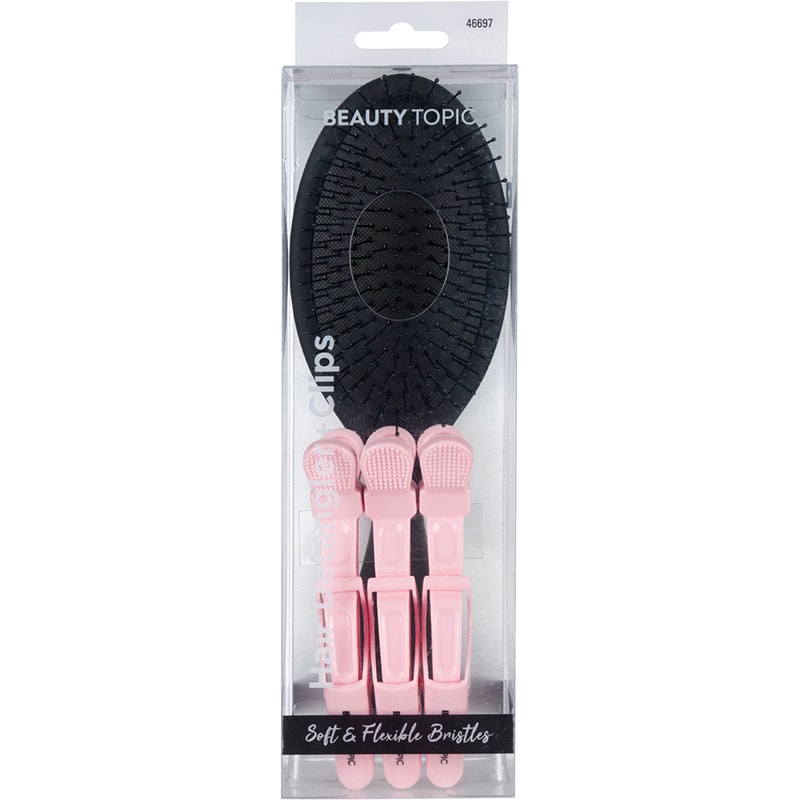 Beauty Topic Hair Detangler Brush & 3 Clips Set