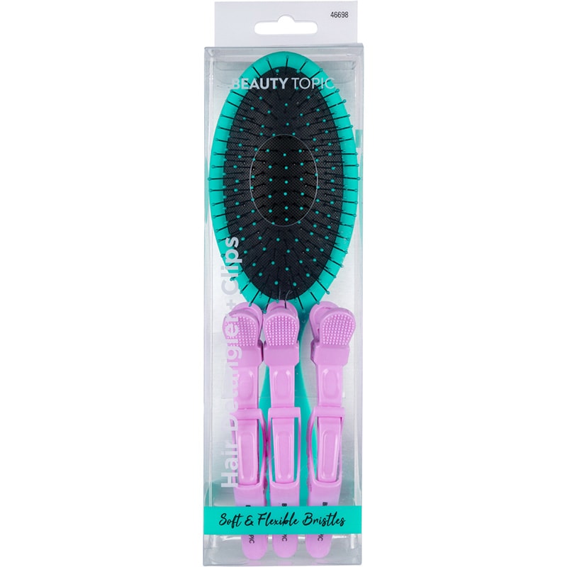 Beauty Topic Hair Detangler Brush & 3 Clips Set