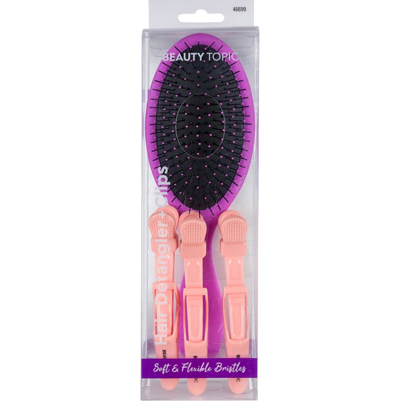 Beauty Topic Hair Detangler Brush & 3 Clips Set