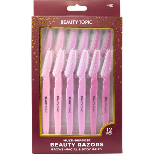 Beauty Topic Multi-Purpose Beauty Razors for Brows, Facial & Body Hairs, Pink, 12/Pack